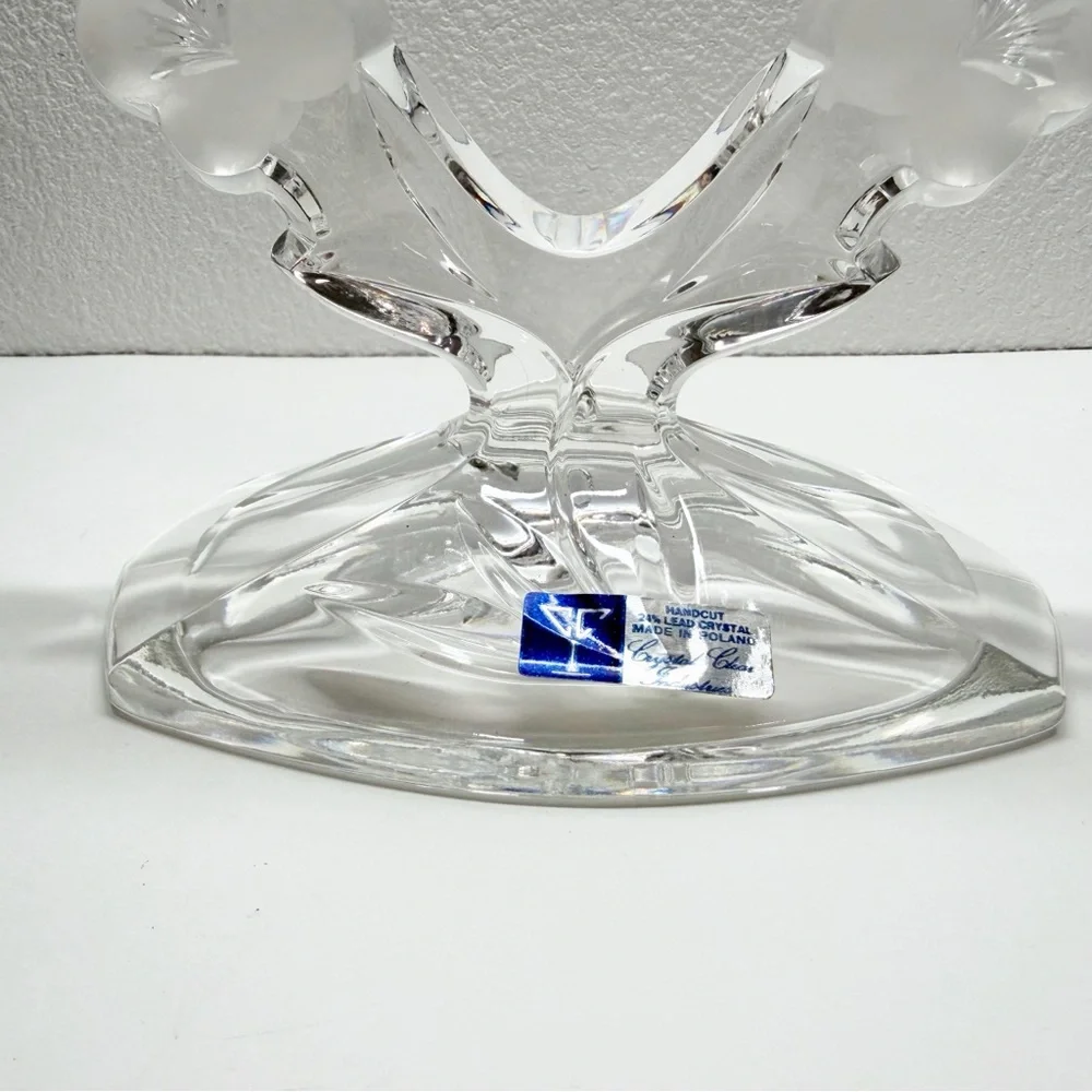 Vintage Crystal Clear Signatures Lead Crystal Floral Dual Candlestick
